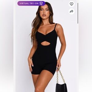 White Fox Boutique Black Ribbed Playsuit